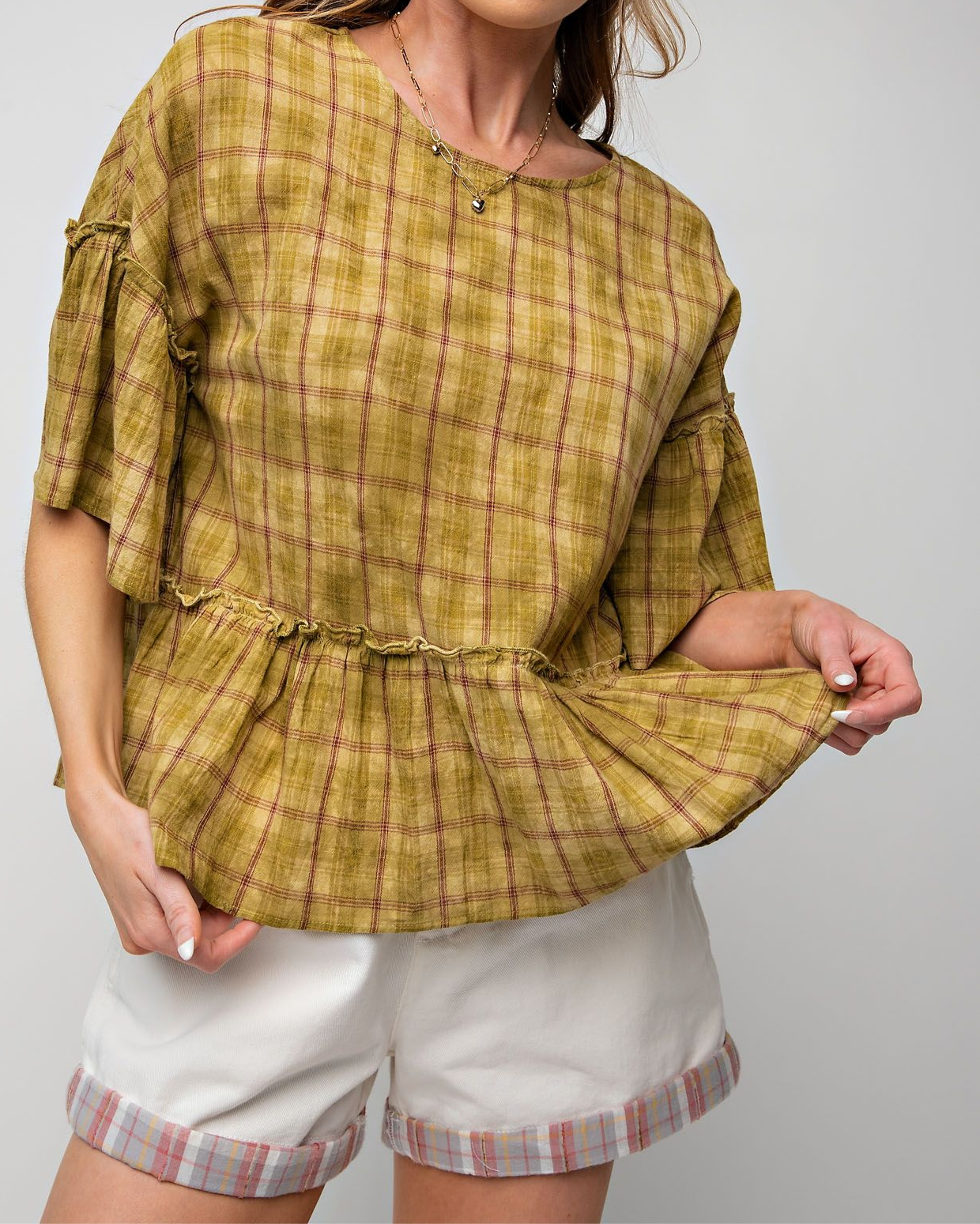 OLIVE PEPLUM BLOUSE