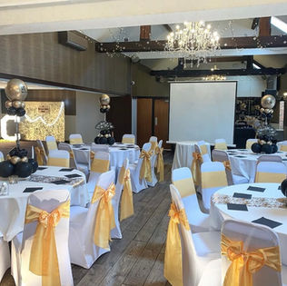 university of Nottingham grad ball table styling tables with table covers and chair covers 