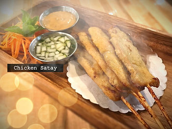 Chicken Satay with turmeric-marinated grilled chicken