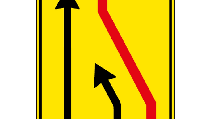 FIGURA II 411/A ART. 43

SEGNALE DI CORSIA CHIUSA (CHIUSURA CORSIA DI DESTRA)