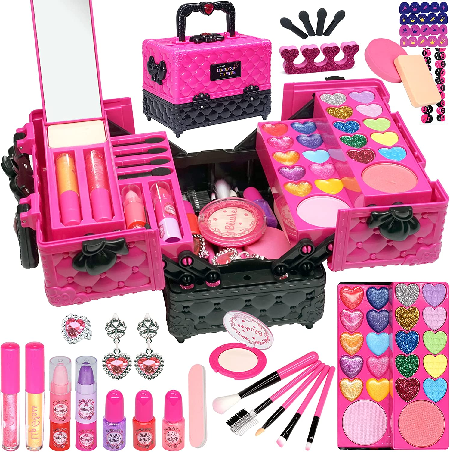 Professional Kids Makeup Set - 52 PCS Non-Toxic Washable Makeup for Girls