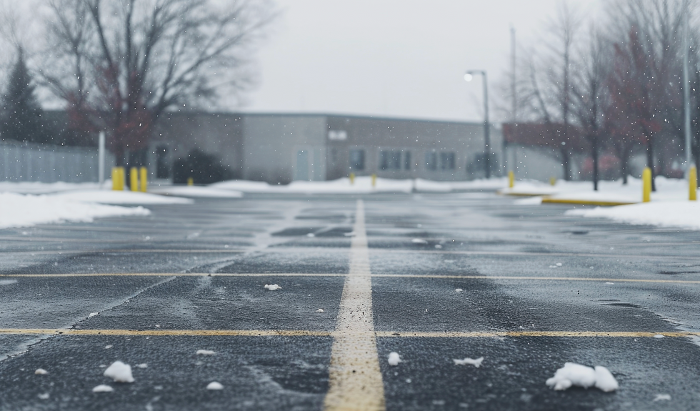 snowy parking lot