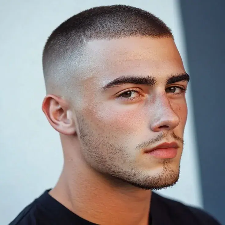 Krátký a maskulinní Buzz Cut pro čistý a upravený vzhled.