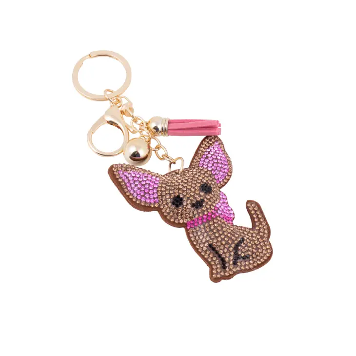 Bling Crystal Chihuahua Tassel Keychain