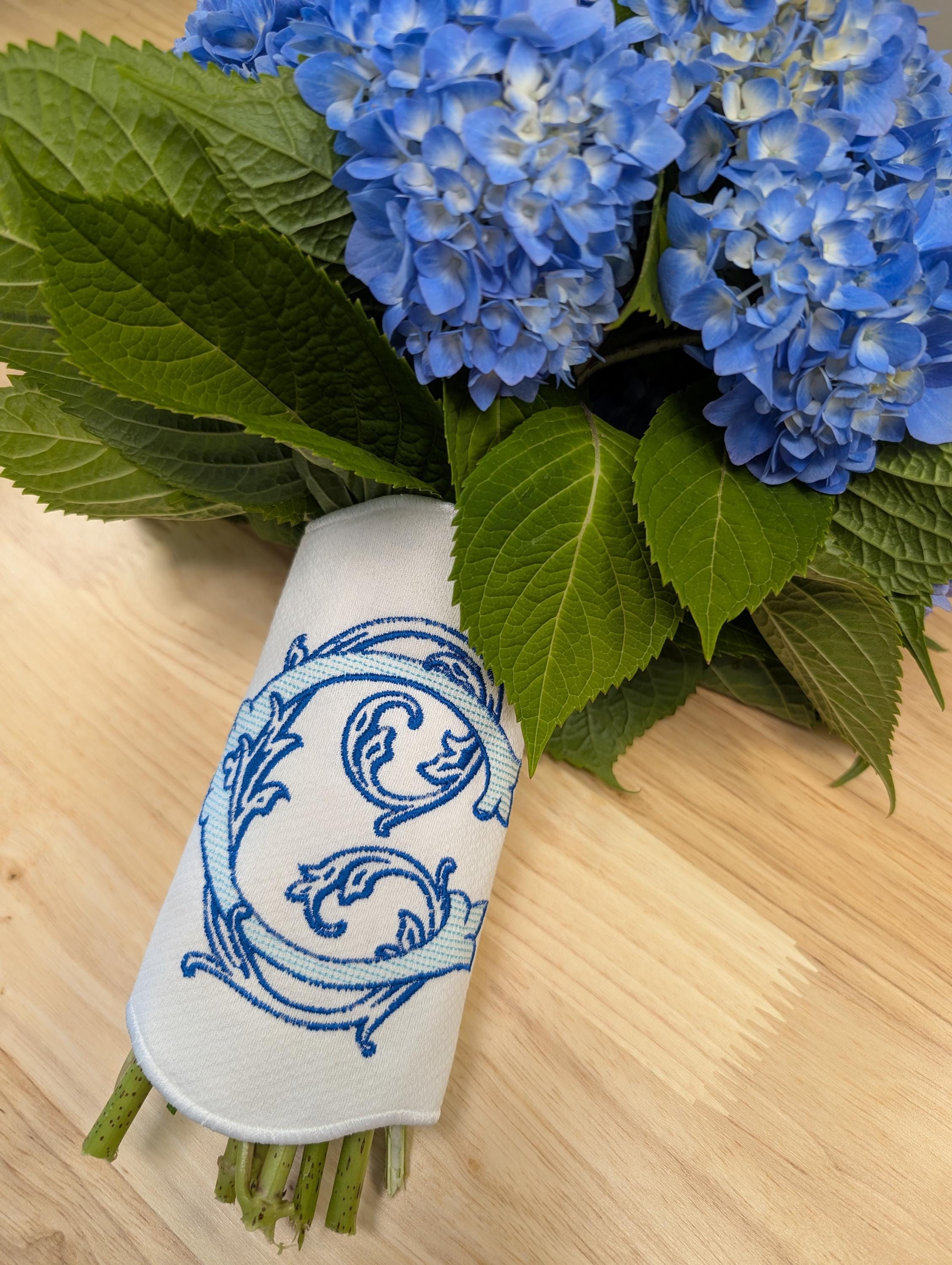 Monogrammed Bridal Bouquet Wrap | Personalized Wedding Accessory | Custom