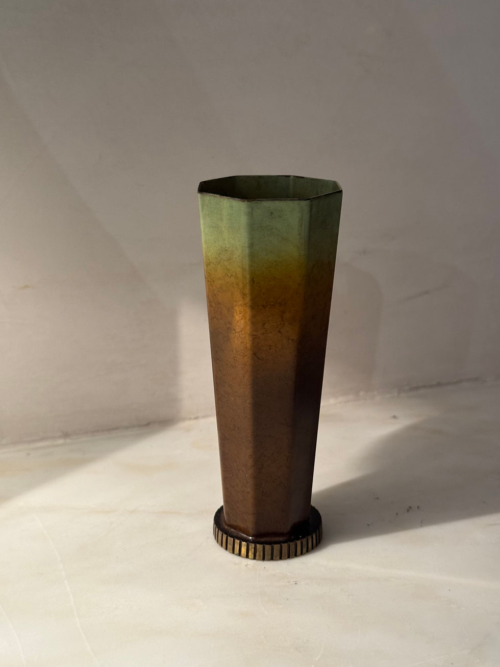 Thumbnail: Vintage Patinated Brass Vase by Ystad Brons No. 1