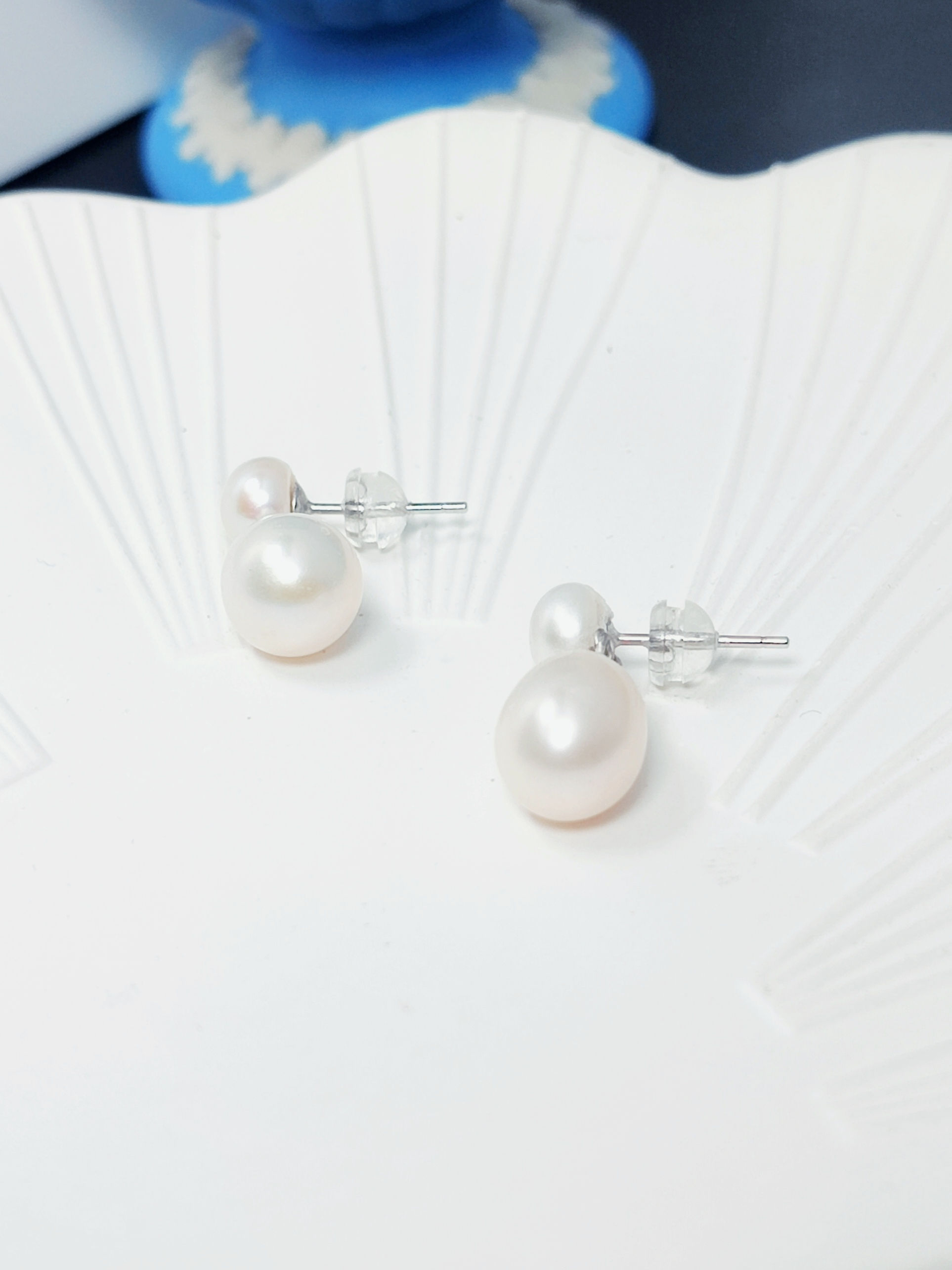 Tear Freshwater Pearl 925 Silver Small Pearl Stud Earrings