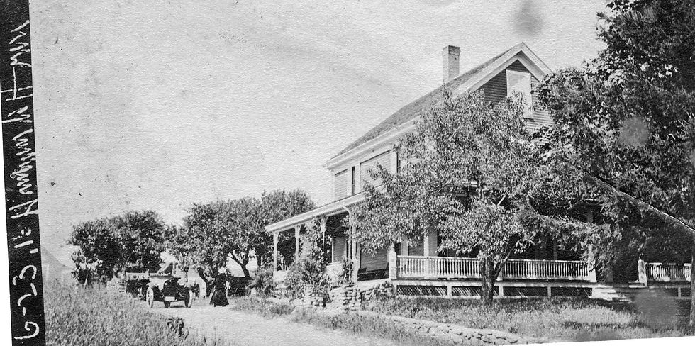 According to A Sandwich Album the tower up in back, now restored as a home, was a summer private school for a few children including his own daughter, Mary who died in 1963. Beneath the tower was a cistern that supplied water by gravity to the house and farm below. Well water was pumped up there by a windmill at the edge of the marsh.