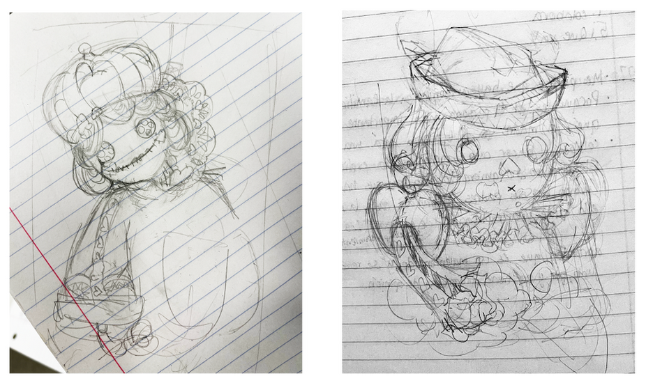 Sketches of remaining face cards in chosen variation