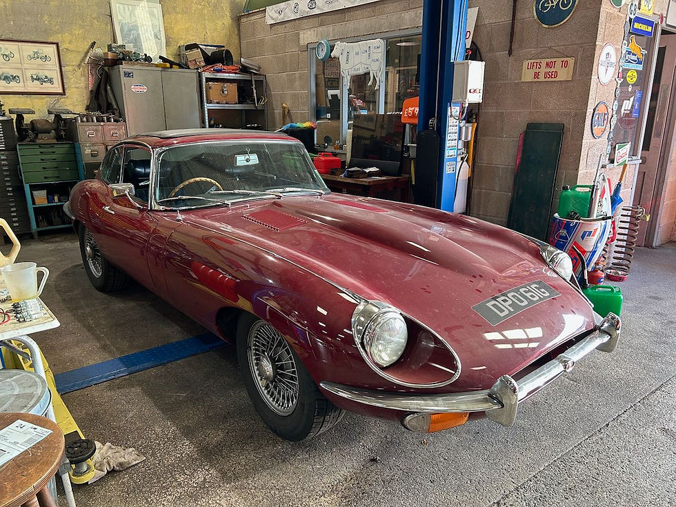 Jaguar E-type in the workshop