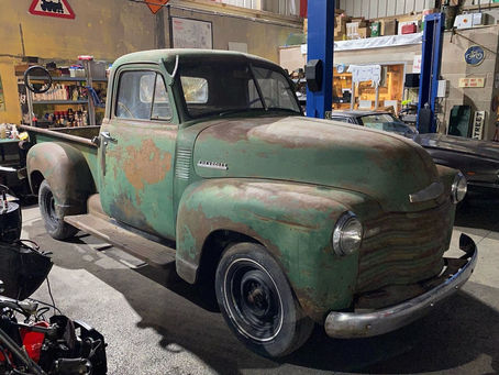 Chevrolet 3100 pickup in the workshop, soon to be added to the Inventory