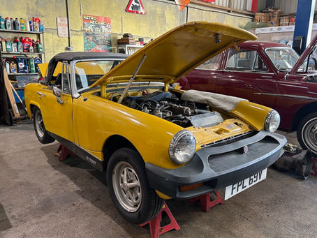 MG Midget in the workshop