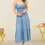 Thumbnail: Charlotte Chambray Sleeveless Tiered Midi Dress (S - L)