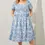 Thumbnail: Madison Blue & White Poplin Tiered Midi Dress in Blue & White (1X - 3X)