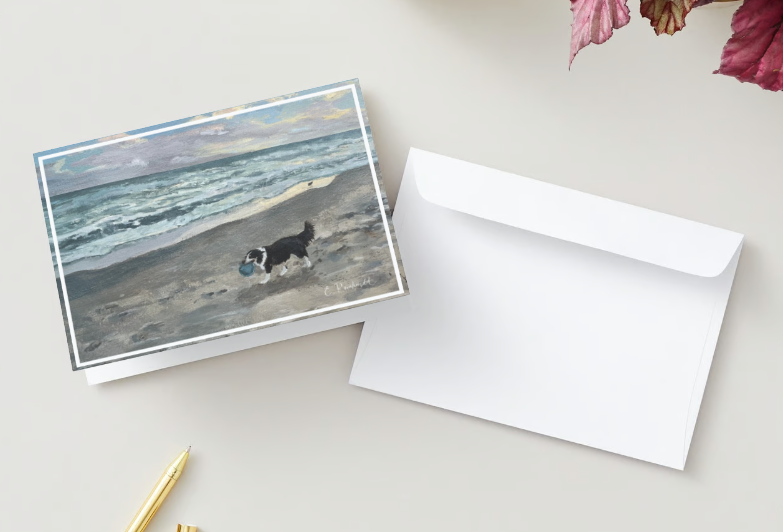 Thumbnail: Greeting Card Pack of 5- Painted Watson at Beach