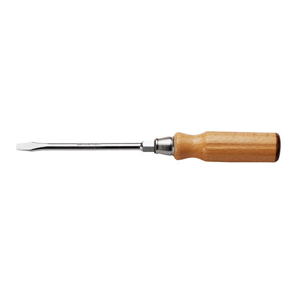 Wood Handle Screwdrivers For Slotted Head Screws - Hexagonal Forged Blade 4X90