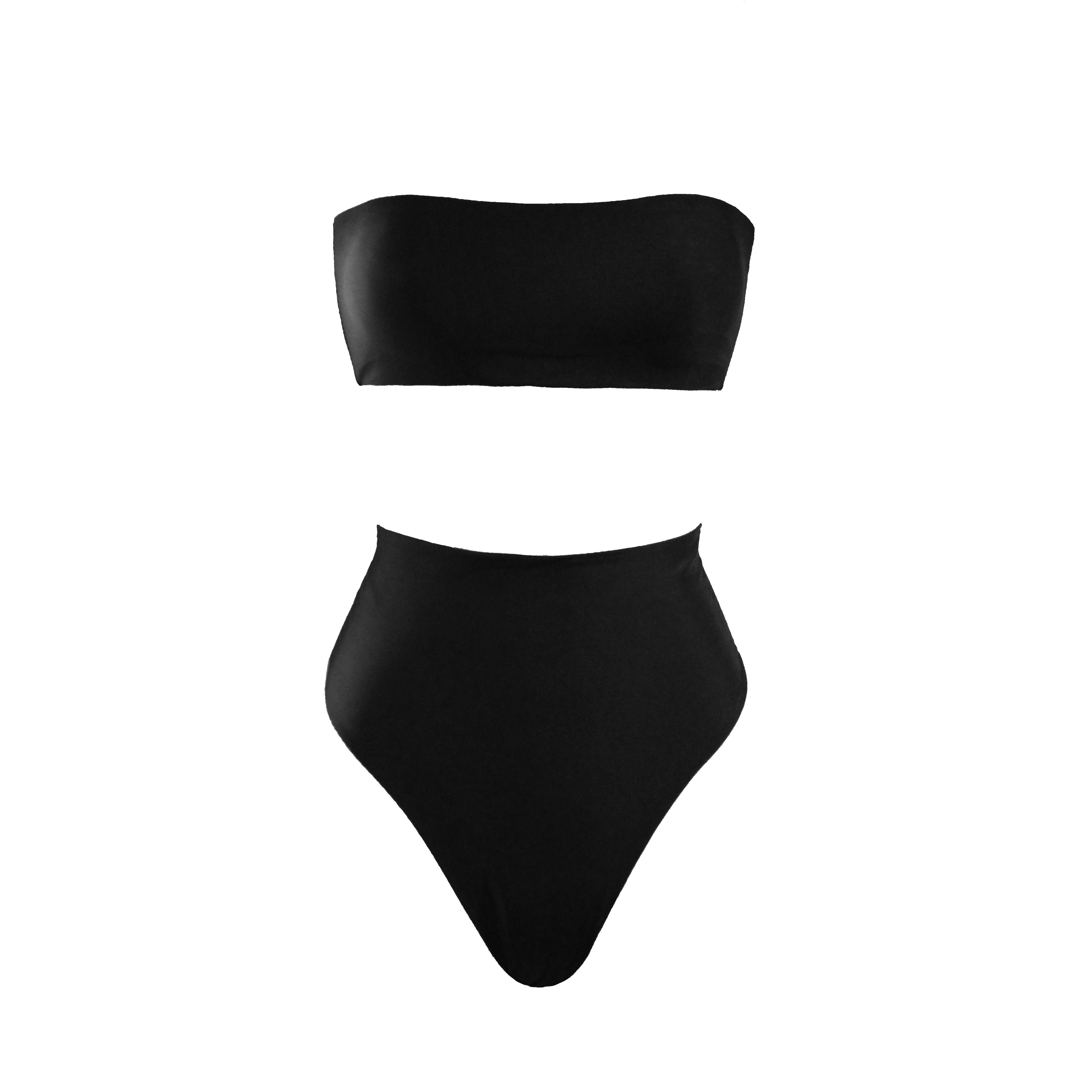 Loco Acapulco - Classic Bandeau Bikini Set - Black & White