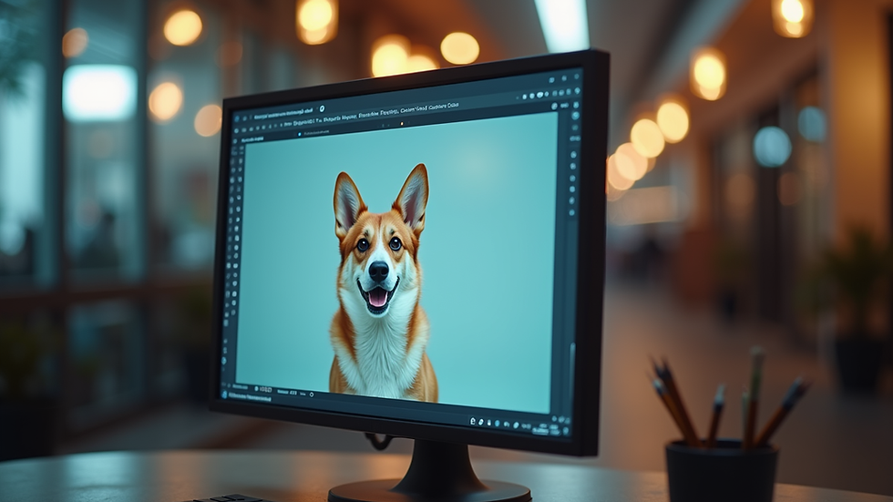 Eye-level view of a digital screen showing corgi SVG designs
