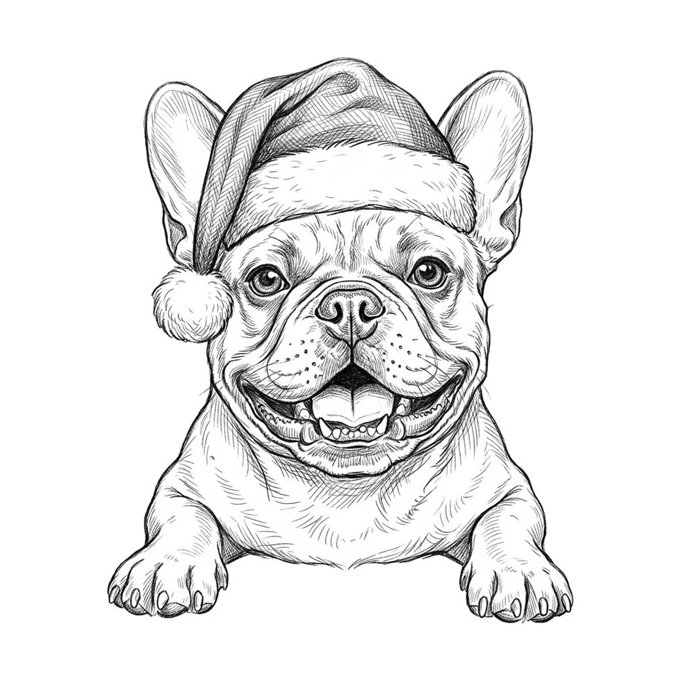 Miniature : French bulldog vector clipart Santa hat portrait bundle
