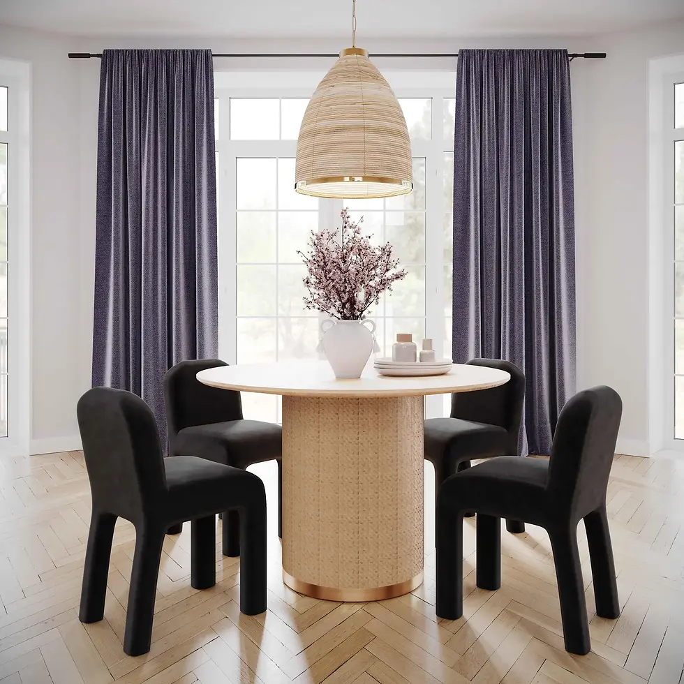 Natural Ash & Rattan 49" Round Dining Table