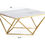 Thumbnail: Real White Marble Top Coffee Table Gold Steel Base 