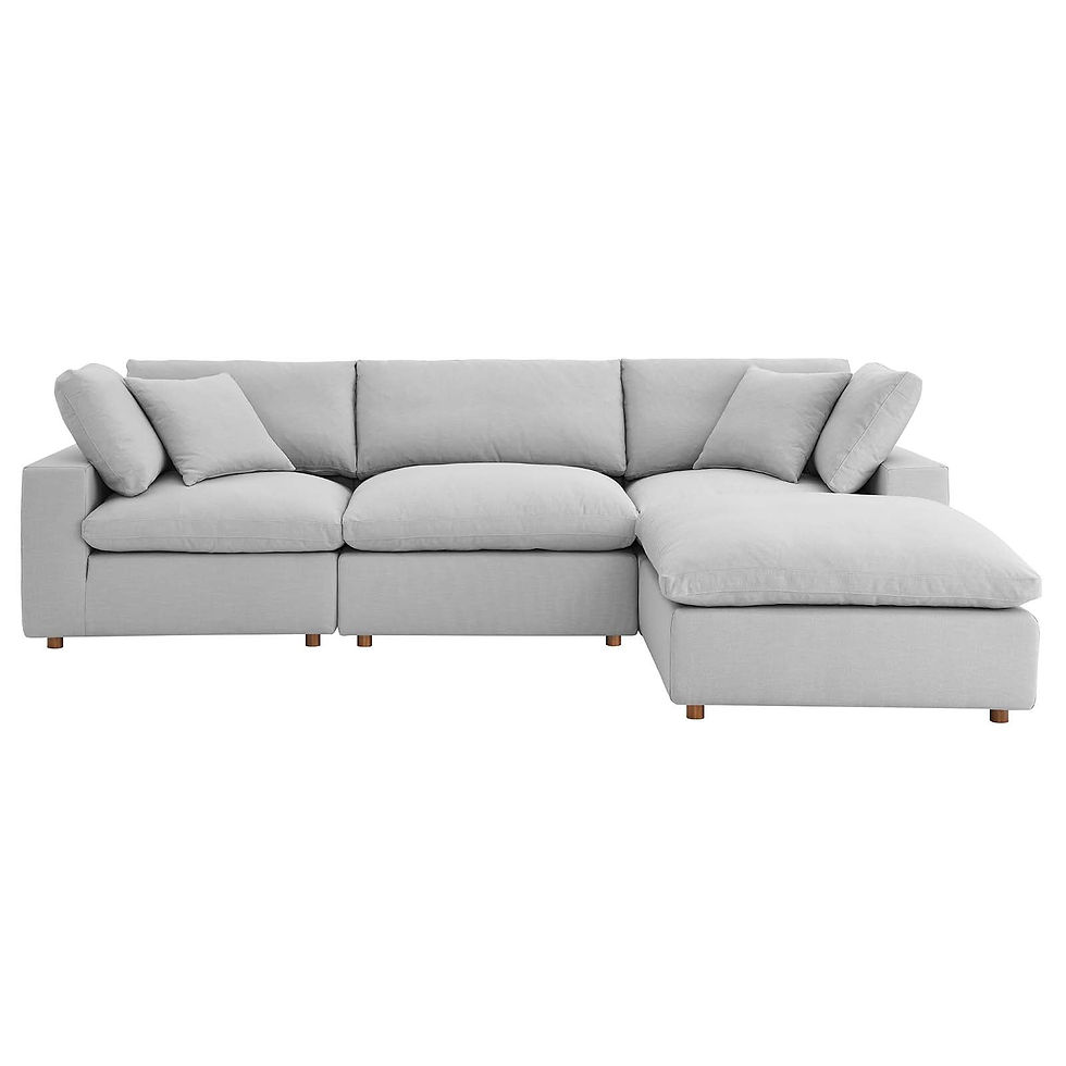 Thumbnail: Light Gray Down Filled Overstuffed 4 Piece Sectional Sofa Set