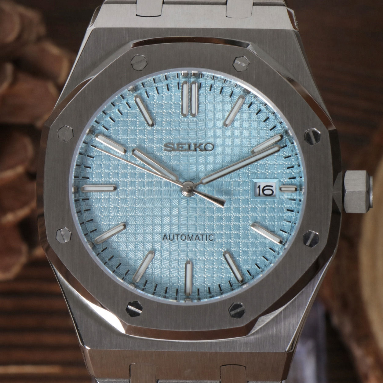 Seiko Royal Oak Mod Watch – Ice Blue Dial Automatic 41mm