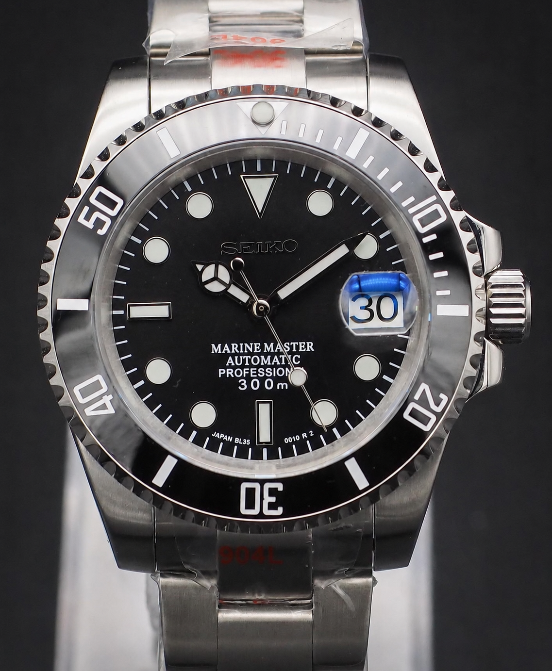 Seiko Submariner Mod Watch – Black Dial Automatic 40mm