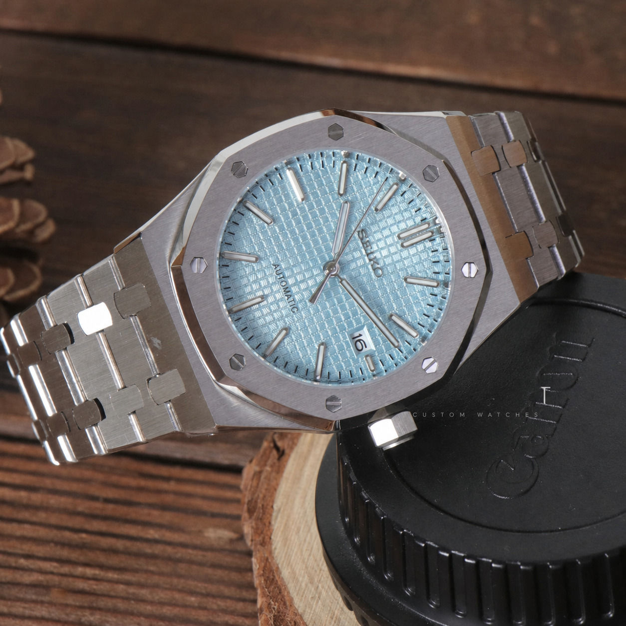 Seiko Royal Oak Mod Watch – Ice Blue Dial Automatic 41mm