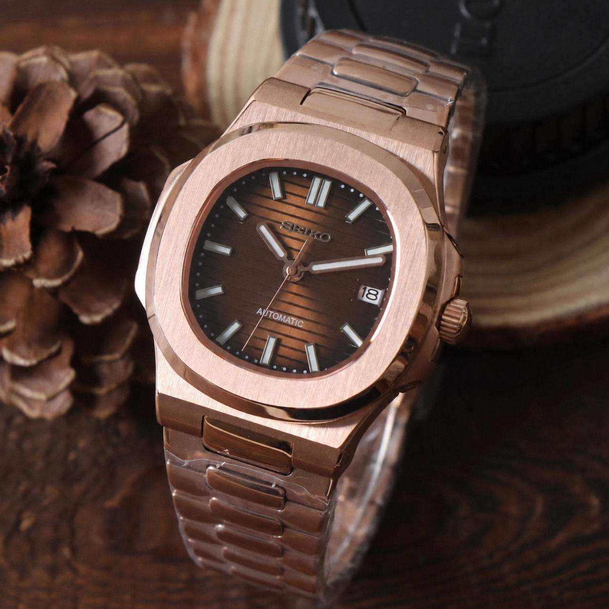 Seiko Nautilus Mod Watch – Rose-gold Chocolate Dial Automatic 41mm