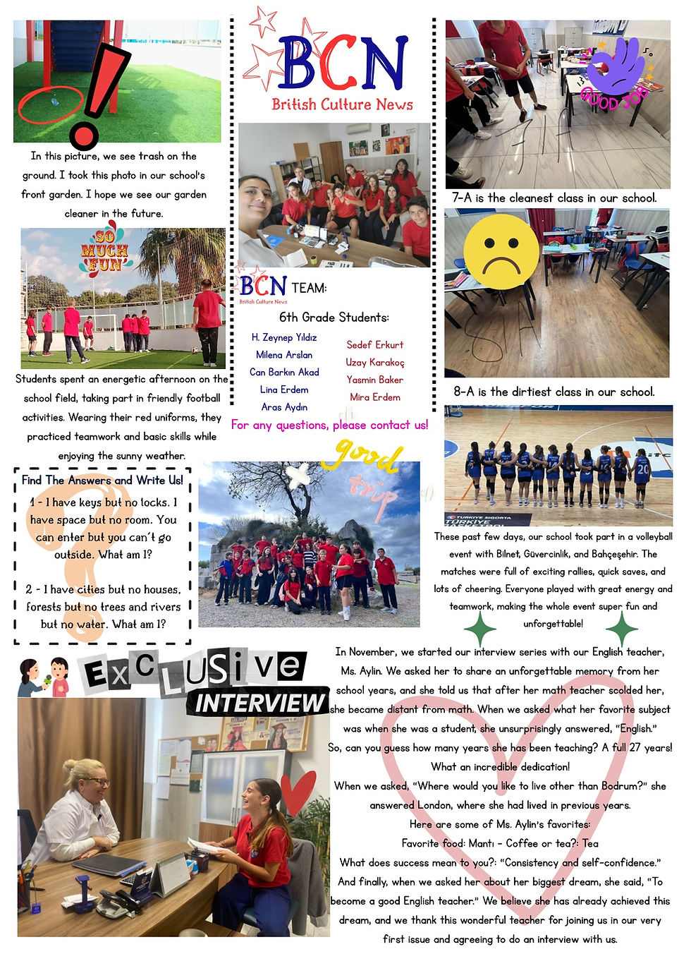 Monthly school nespaper: BCN