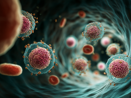 Lipid nanoparticles delivering CAR mRNA to CD8 T cells inside a blood vessel, symbolizing in vivo gene delivery and immune reset therapy