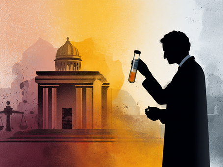 Illustration of patient and legal symbols highlighting debate over FDA authority in regulating stem cell treatments.