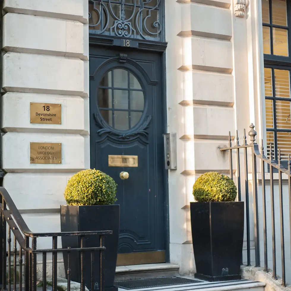 Eye-level view of a London clinic entrance