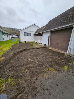 Mini driveway for motorcycle parking.