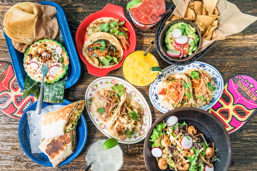 Shareable taco and margarita feast at Broken English Taco Pub in Chicago’s Loop