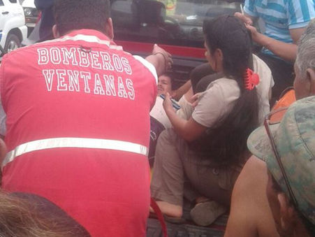 ACCIDENTE ENTRE UNA MOTO Y UN BUS DE TRANSPORTE EN LA PARROQUIA LOS ÁNGELES DE VENTANAS