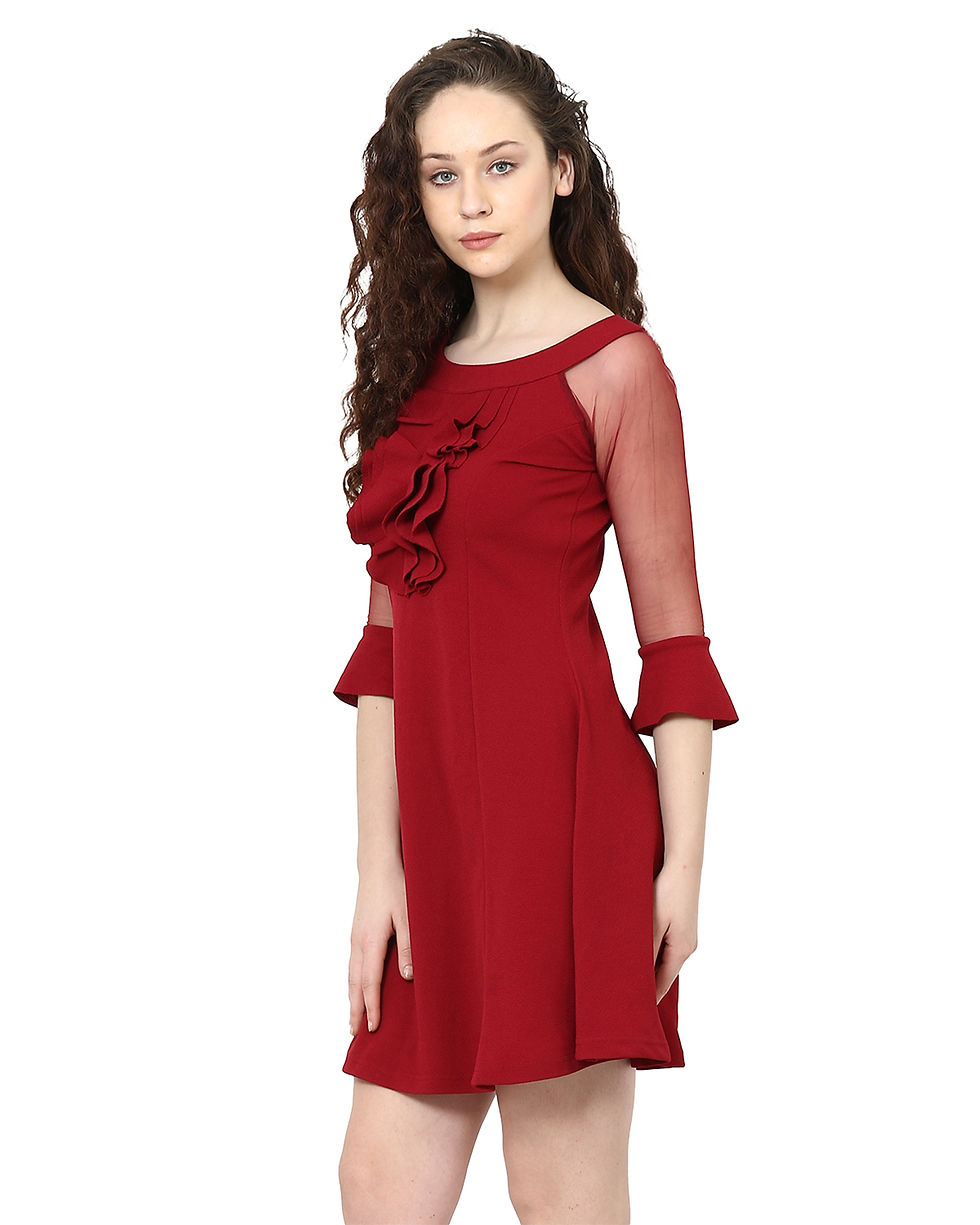 Thumbnail: Women A-line Maroon Dress