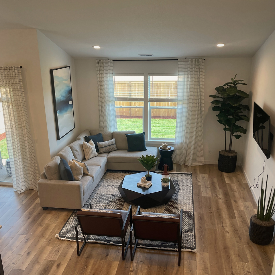 Living room in an Open Floor plan home