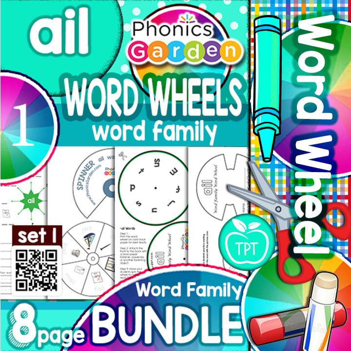 AIL | Pat-a-Word | Word Family Word Wheel Bundle | 8 Pages