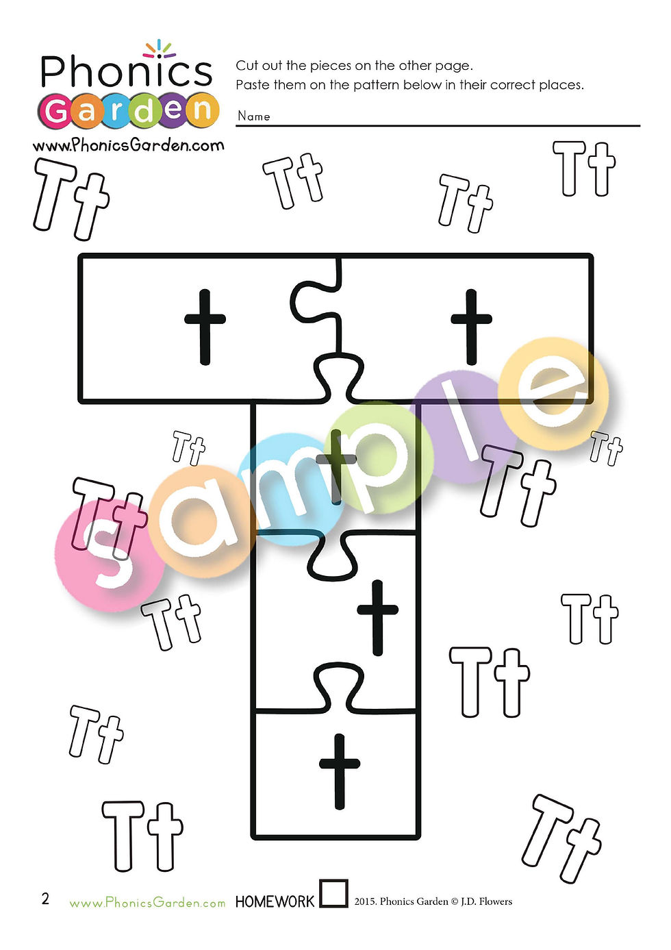Thumbnail: Tt | Alphabet Puzzle | Multi-Level Worksheets | Cut & Paste | 8 Pages
