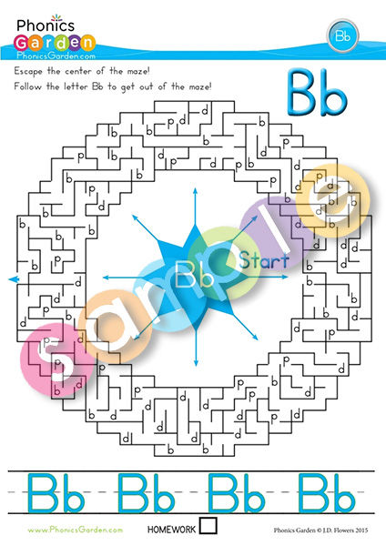 Thumbnail: Bb | Letter Maze Escape | Worksheets | Letter Recognition | 5 Pages