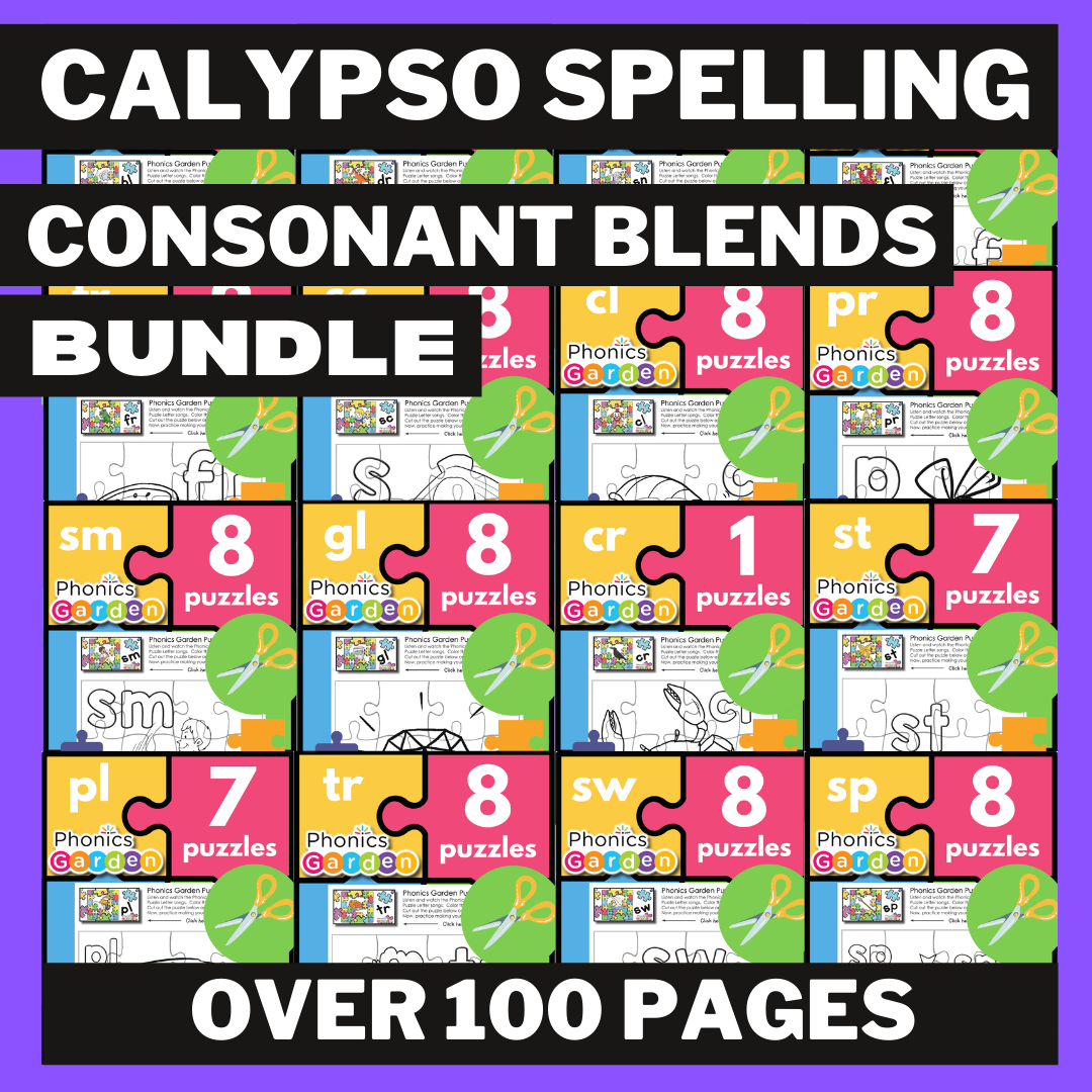 Consonant Blends BUNDLE | Calypso Puzzle Spelling | OVER 100 PAGES