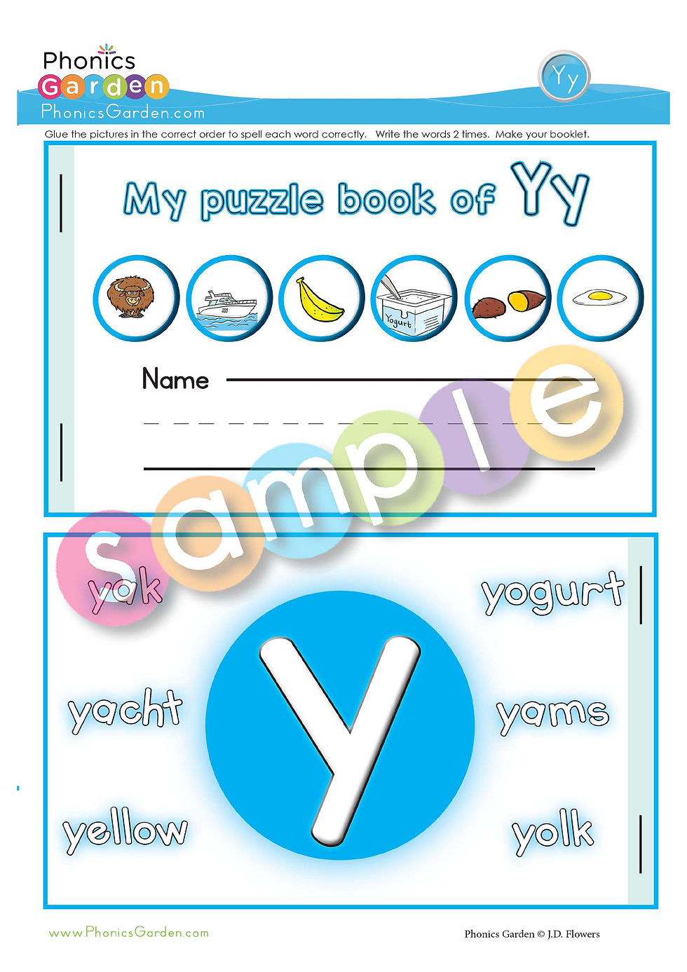 Thumbnail: Yy | Flip-Book | Cut & Paste | CVC | 5 Pages