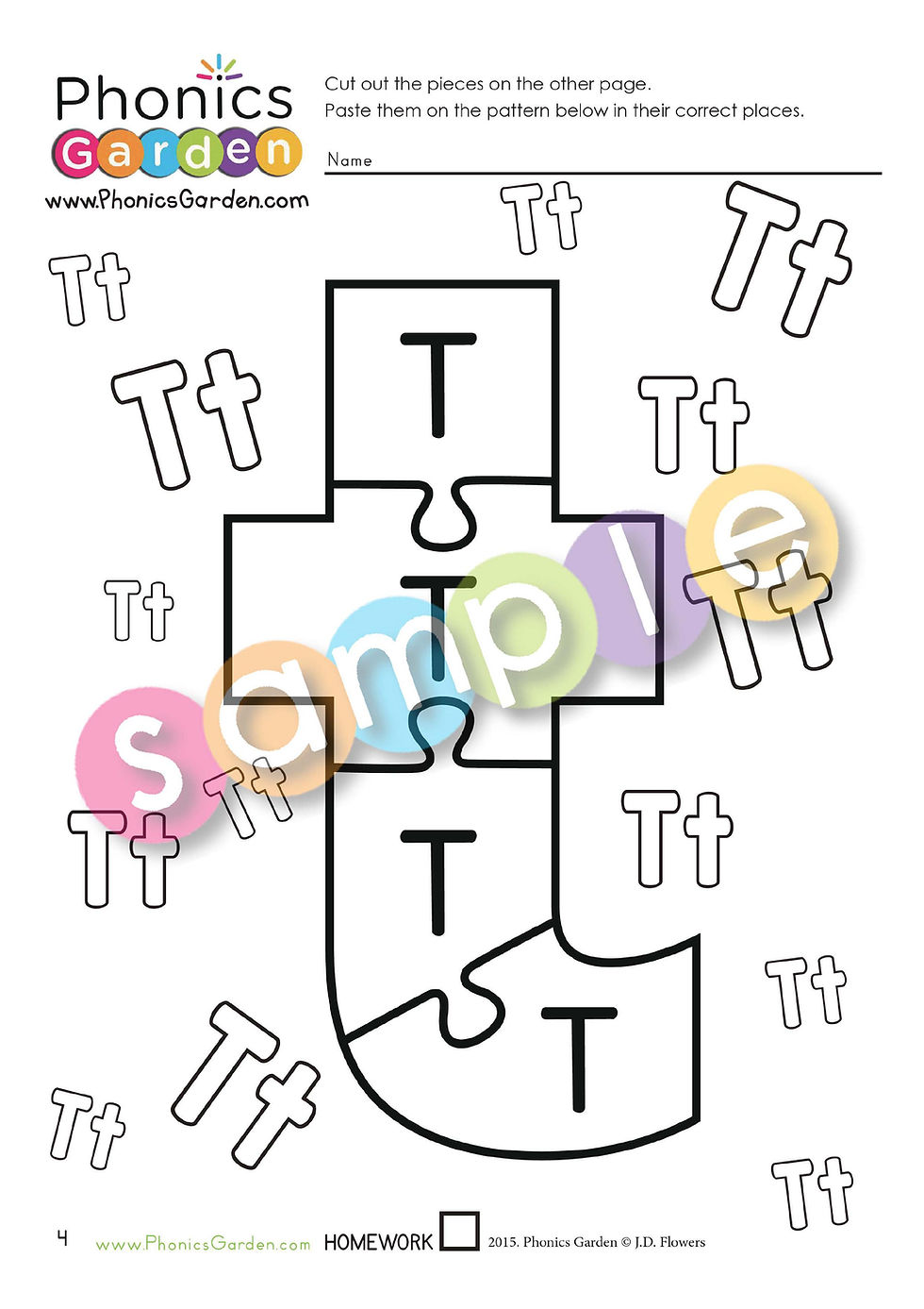 Thumbnail: Tt | Alphabet Puzzle | Multi-Level Worksheets | Cut & Paste | 8 Pages
