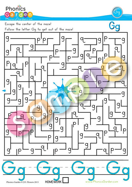 Thumbnail: Gg | Letter Maze Escape | Worksheet | Letter Recognition | 5 Pages