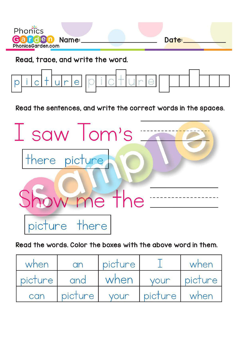 Thumbnail: Sight Word "PICTURE" | Bundle | 20 Pages