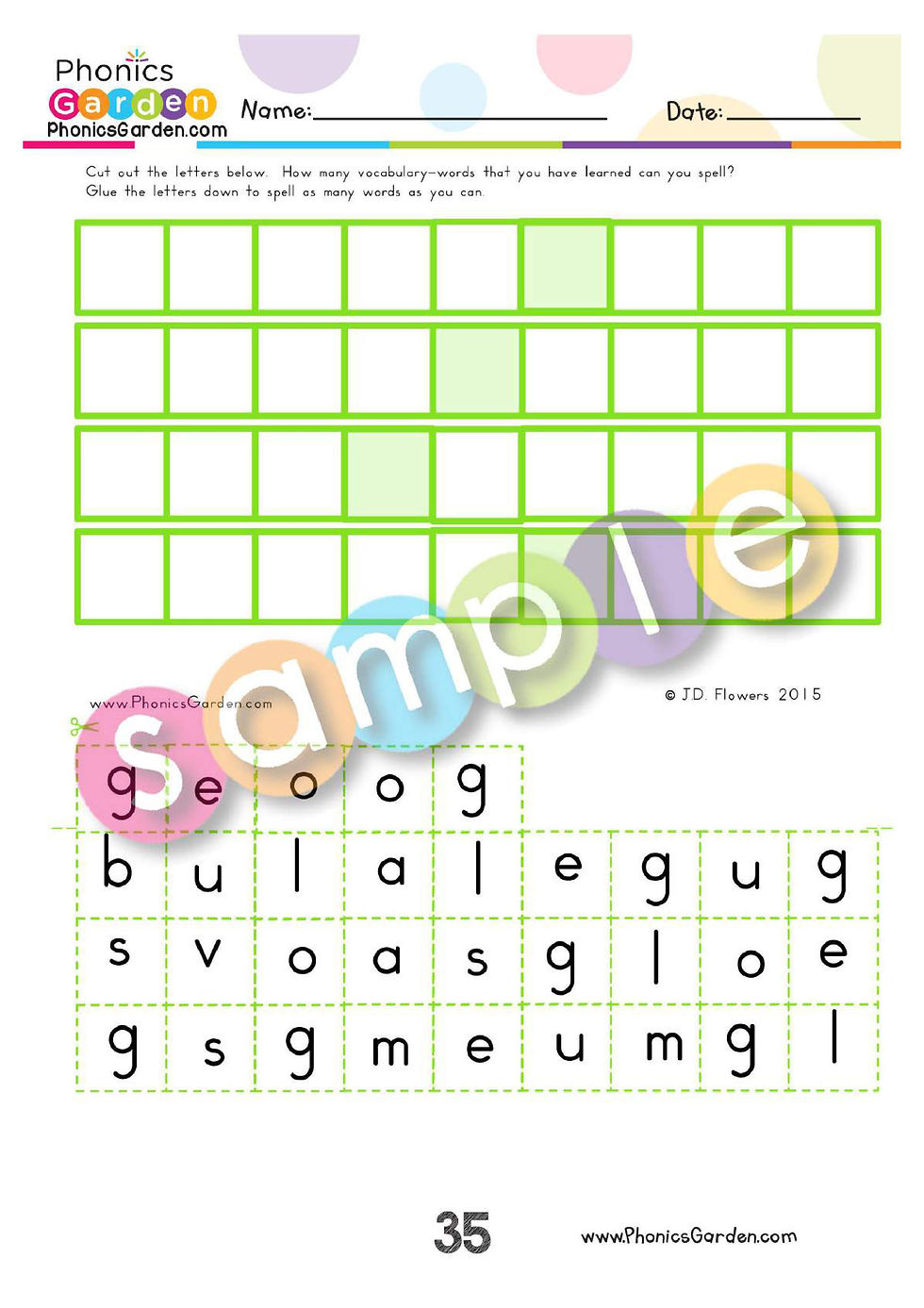 Thumbnail: Gg | Phonics | Spelling | Vocabulary | GREEN | 37 Pages