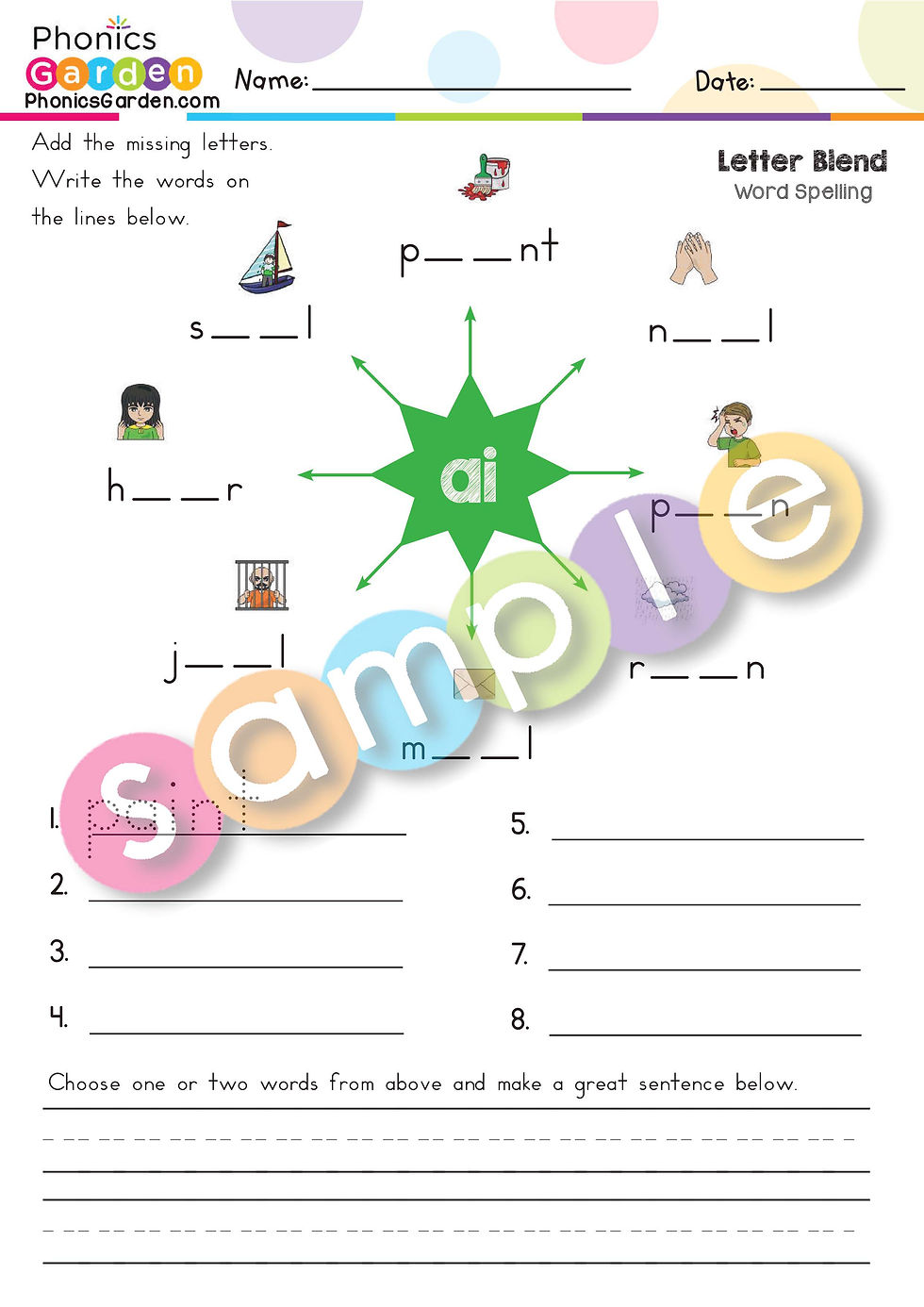Thumbnail: AI | #2 | Pat-a-Word | Digraph Word Wheel Bundle | 8 Pages