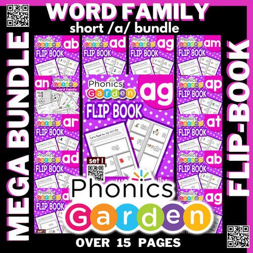 Word Family Flip-Book BUNDLE | Short /A/ | Pat-a-Word | OVER 15 PAGES ...